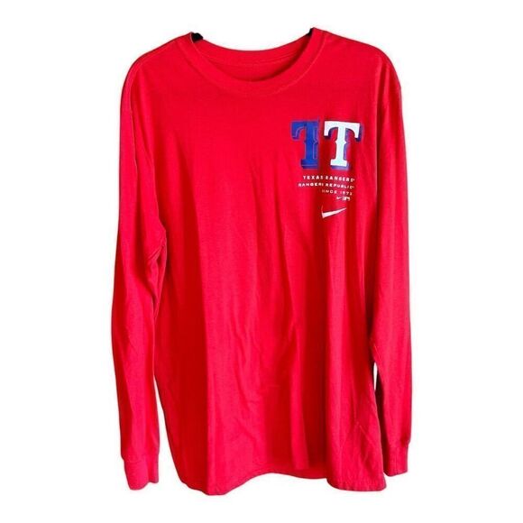 Nike Men's Texas Rangers MLB Long Sleeve T-Shirt Red Size XL - Picture 1 of 5